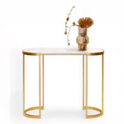 Consola ovalada con tablero de mármol