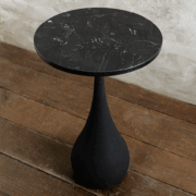 Mesita auxiliar marmol negro redonda